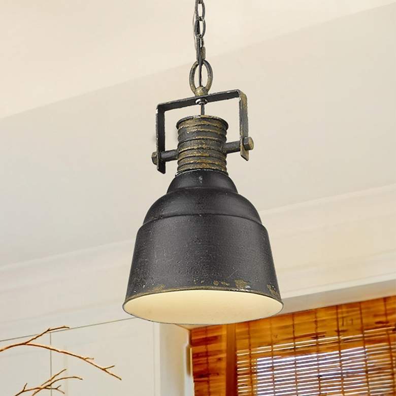Image 1 Quarry 9 1/4" Wide Antique Black Iron Mini Pendant