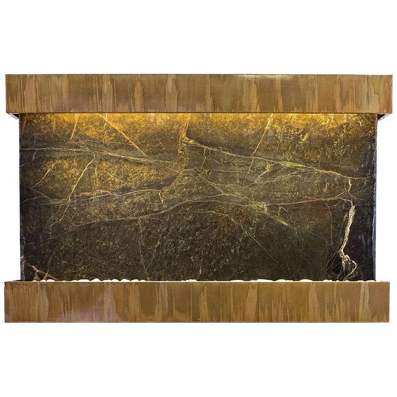 Image 1 Quarry Green Marble Copper Patina 51 inch Wide Wall Fountain