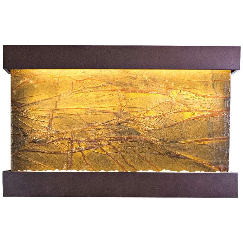 Image 1 Quarry Marble and Copper Vein 51 inch Wide Indoor Wall Fountain