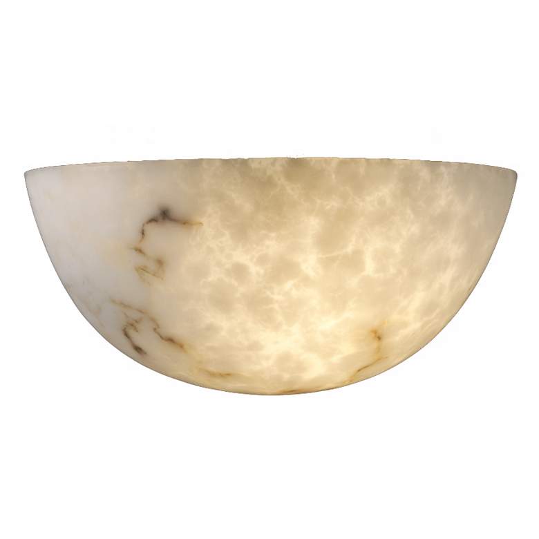 Image 1 Quarter Sphere 13 1/2 inch Wide Faux Alabaster Wall Sconce