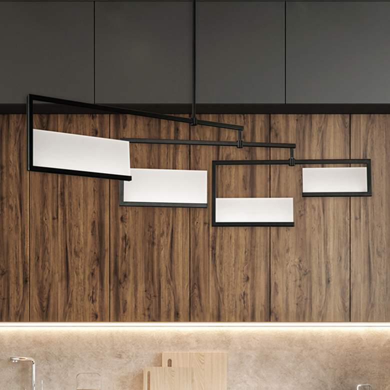 Image 1 Quartet 14.88"H x 56"W 4-Light Linear Pendant in Black