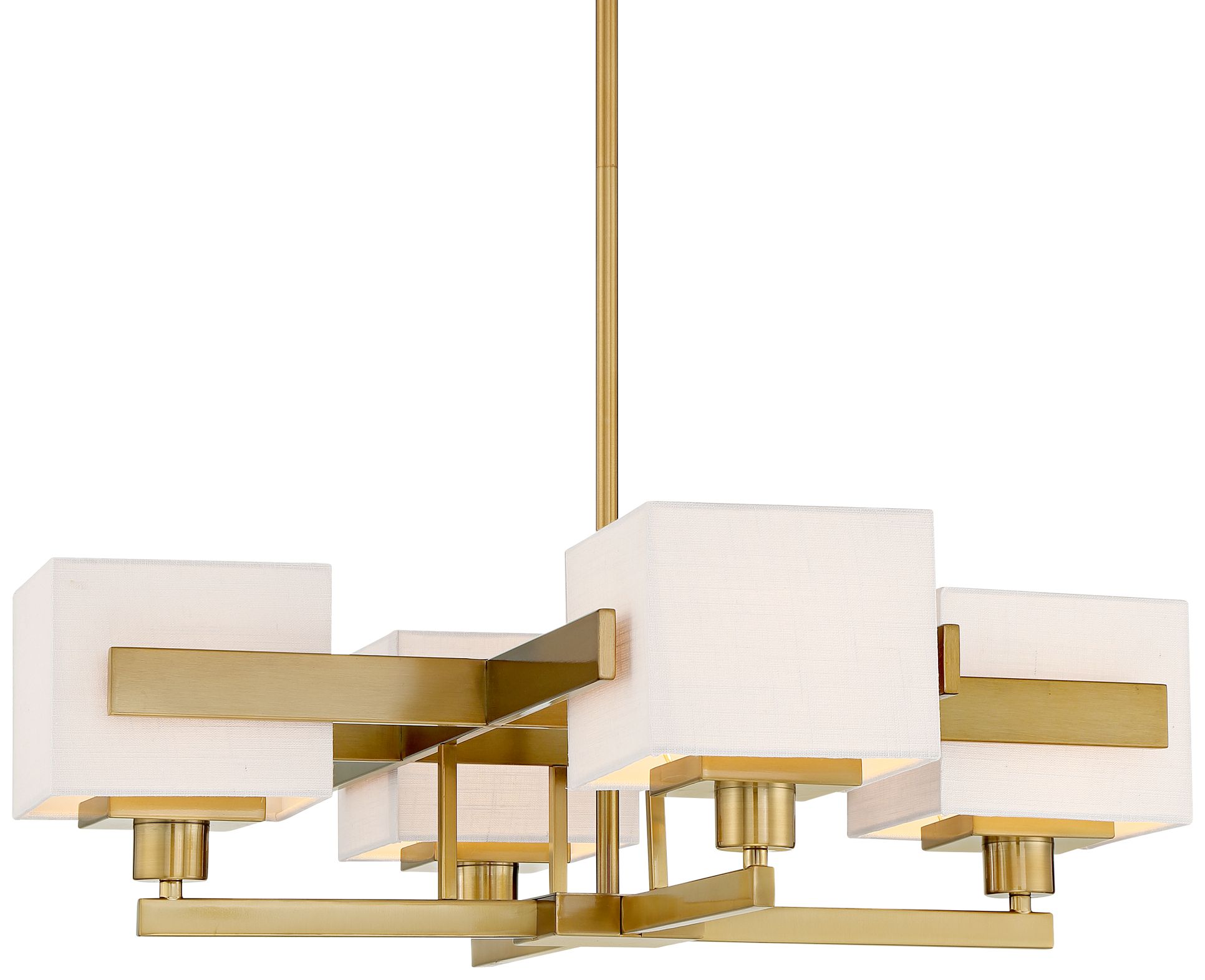Quartet Grid 28 1/2"W Warm Antique Brass 4-Light Chandelier