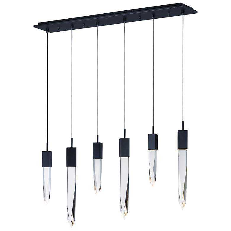 Image 2 Quartz 39 1/4 inchW Black 12-LED Kitchen Island Light Pendant