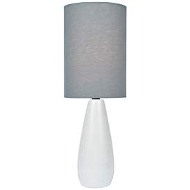 Image1 of Quatro 17"H White Modern Accent Table Lamp with Gray Shade