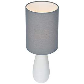 Image2 of Quatro 17"H White Modern Accent Table Lamp with Gray Shade more views