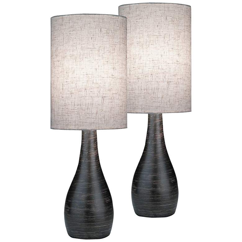 Image 1 Quatro Ceramic Dark Bronze Finish Modern Table Lamps Set of 2