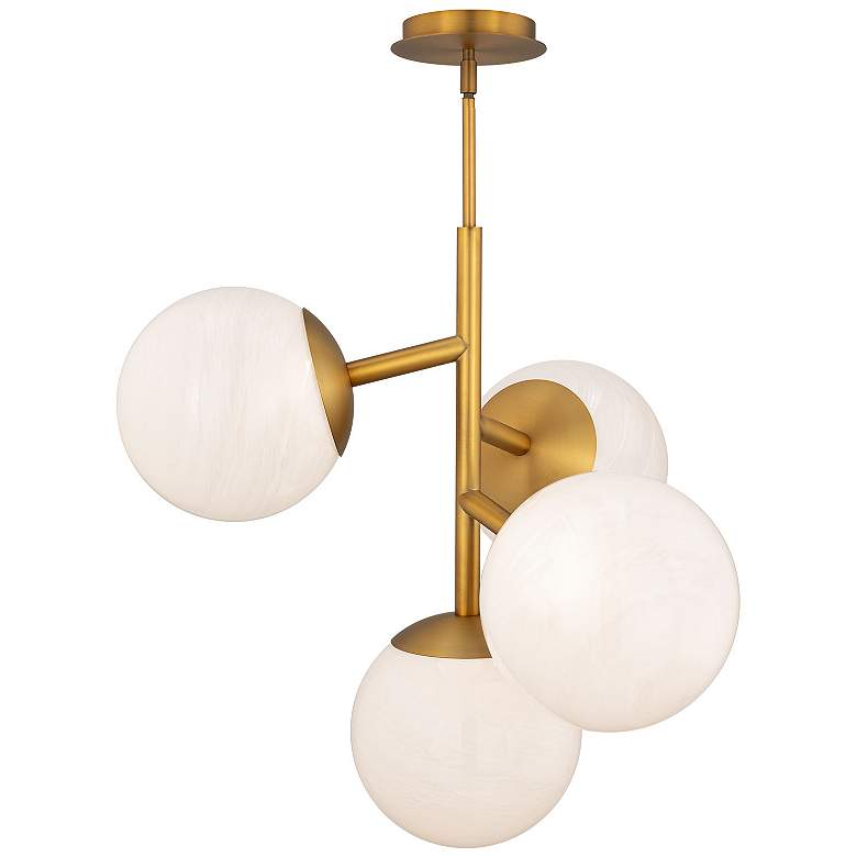 Image 1 Quatrro 24"H x 26.5"W 4-Light Pendant in Aged Brass