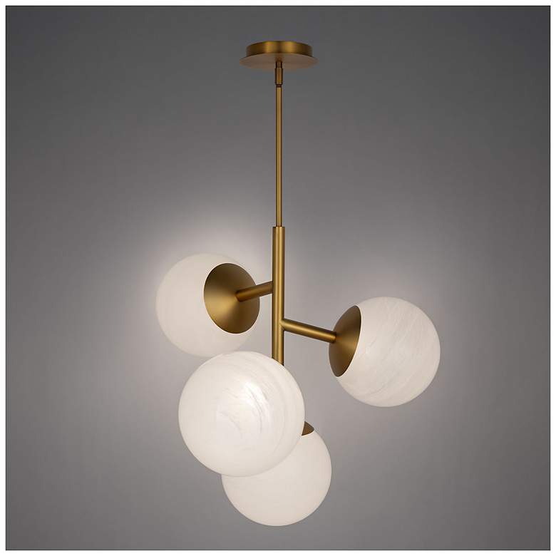Image 4 Quatrro 24"H x 26.5"W 4-Light Pendant in Aged Brass more views