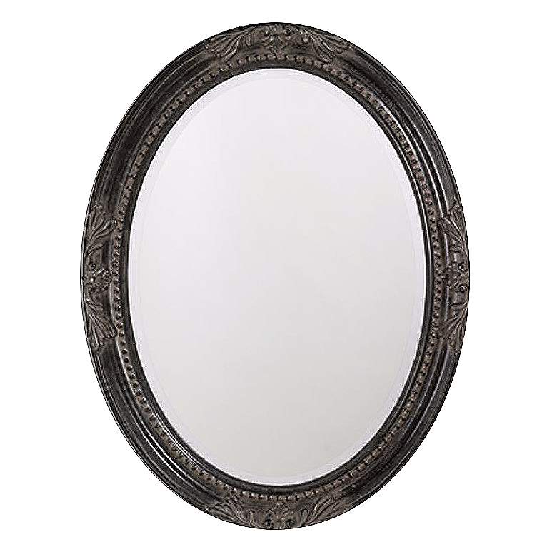 Image 2 Queen Ann Antique Black Finish 33" High Oval Wall Mirror