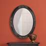 Queen Ann Antique Black Finish 33" High Oval Wall Mirror
