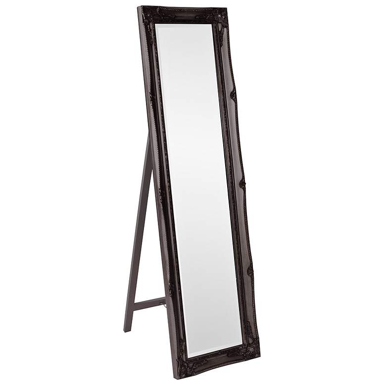 Image 1 Queen Ann Black Leaf 18 inch x 66 inch Floor Standing Mirror
