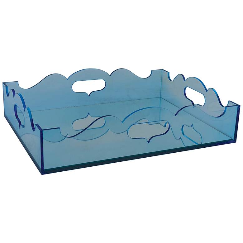 Image 1 Queen Anne Blue Lucite Decorative Tray
