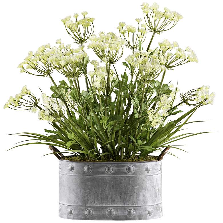 Image 1 Queen Anne&#39;s Lace 24 1/2 inch High Faux Flowers in Planter