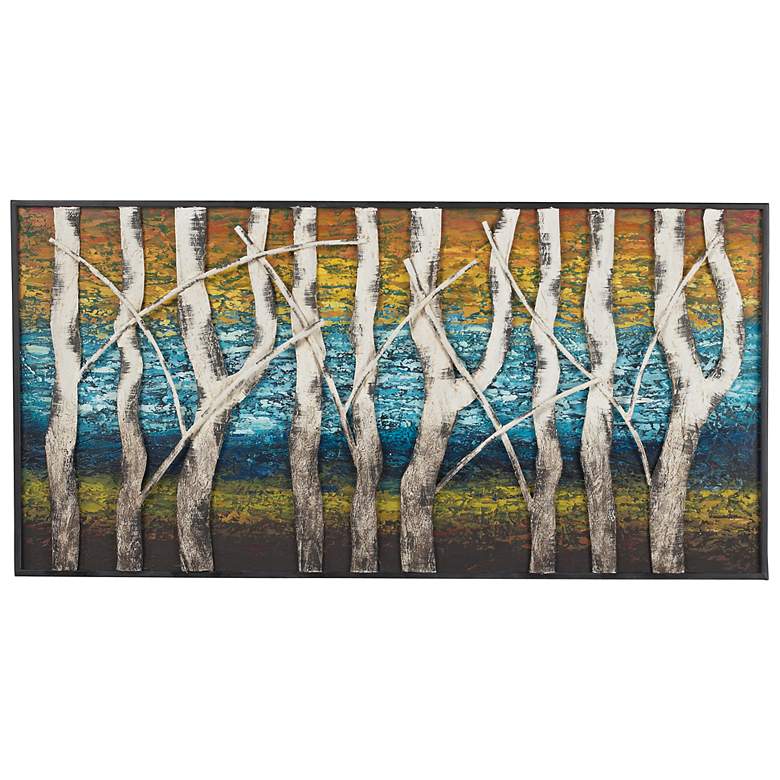 Image 1 Queen Lake White Birch 48 inch Contemporary Metal Wall Art