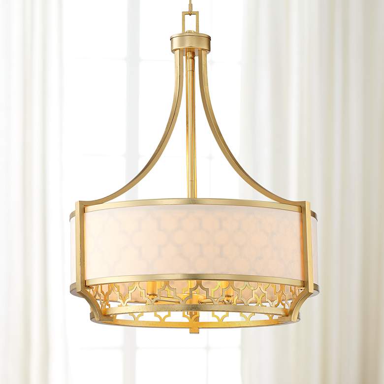 Image 1 Queensland 20 1/4 inch Wide Gold Drum Pendant Light