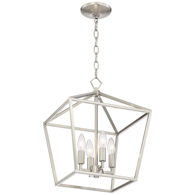 Image 6 Queluz 13 inch Wide Brushed Nickel 4-Light Entry Pendant Light more views