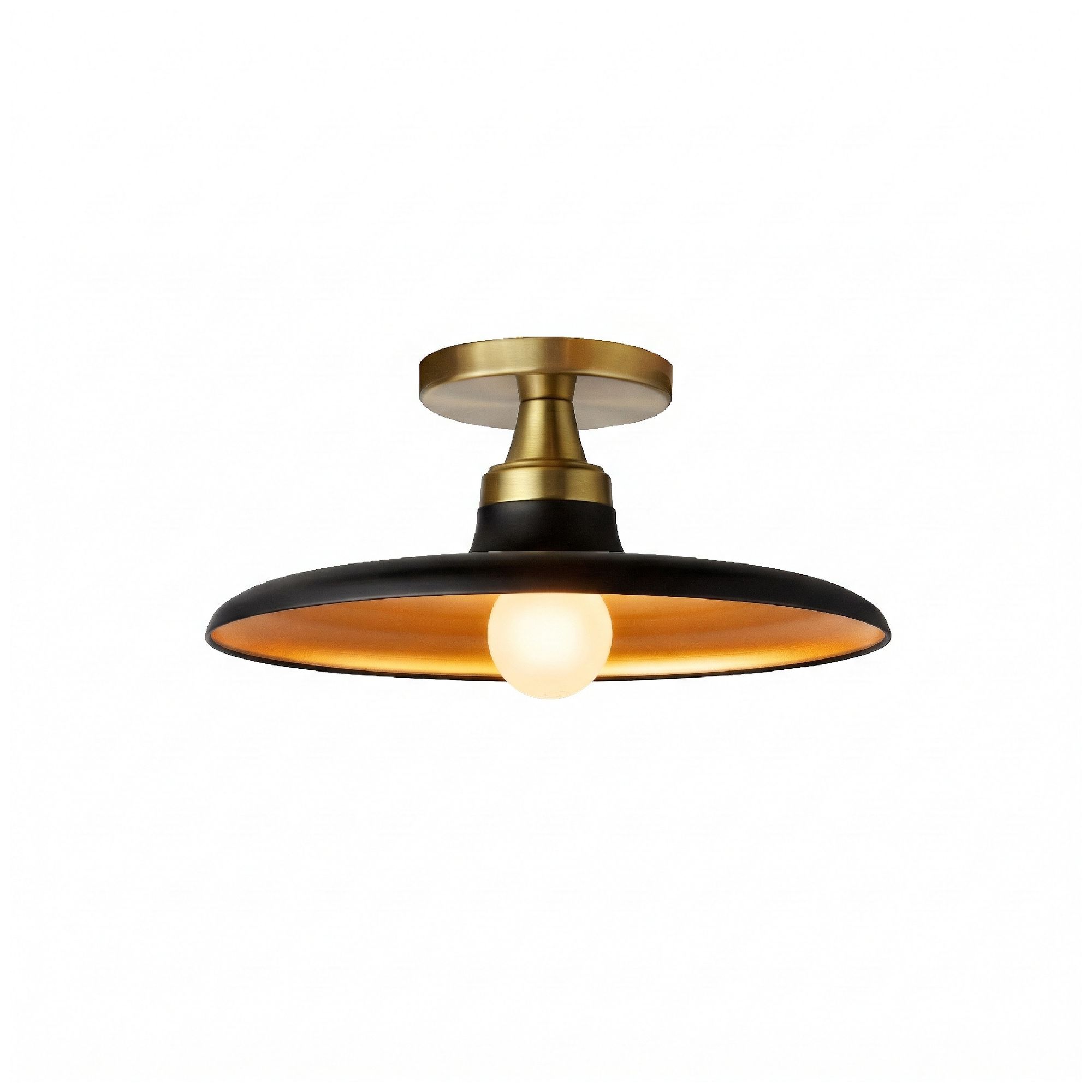 Image 2 Quentin 12" Wide Matte Black, Gold, Aged Brass Flush Mount more views