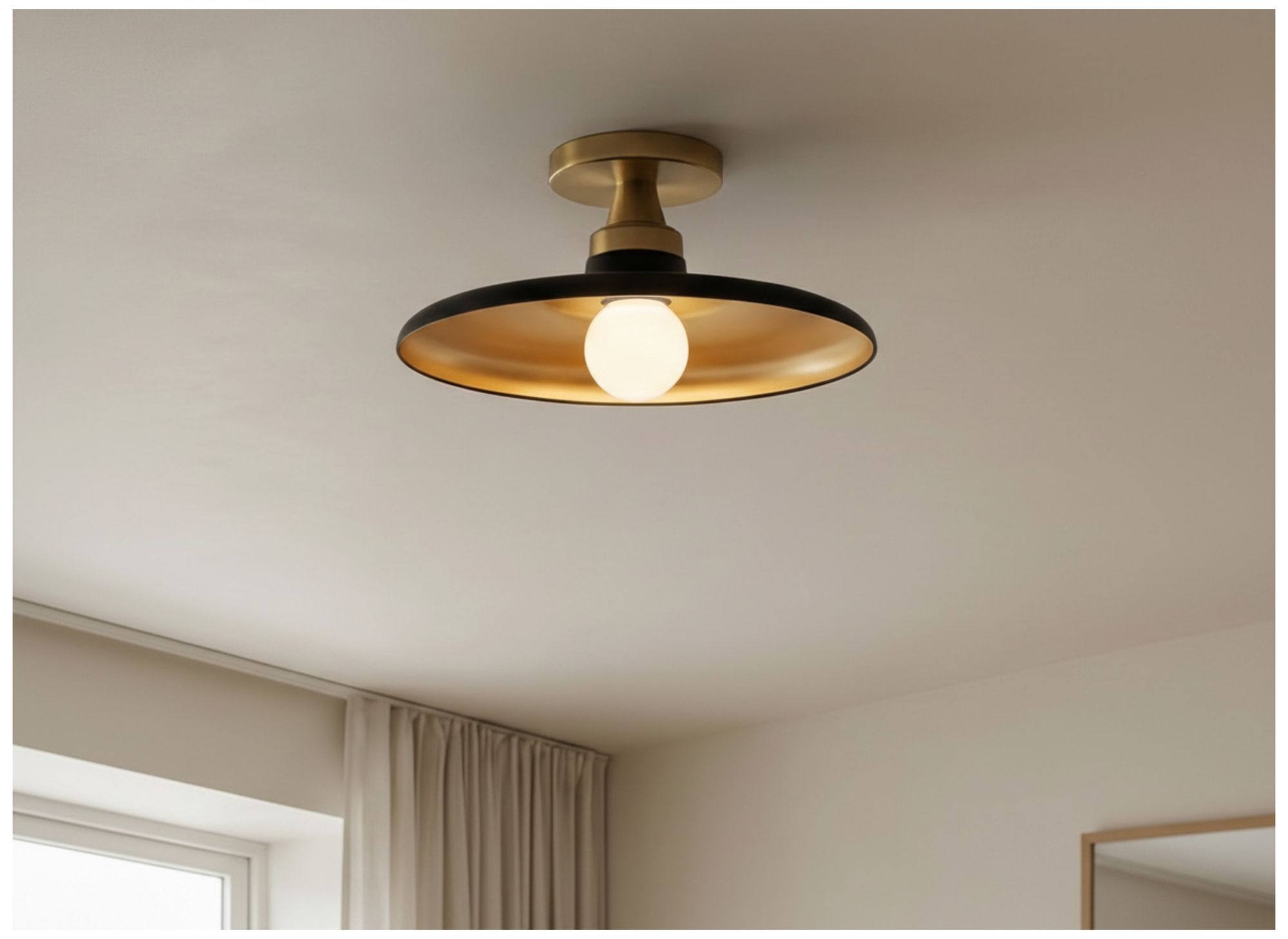 Image 6 Quentin 12" Wide Matte Black, Gold, Aged Brass Flush Mount more views