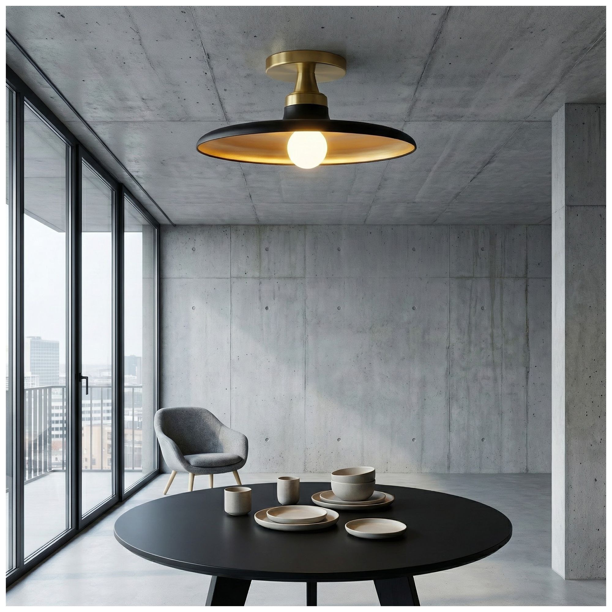 Quentin 12" Wide Matte Black, Gold, Aged Brass Flush Mount