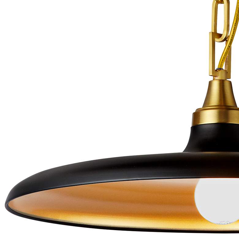 Image 2 Quentin 18" Wide Aged Brass and Matte Black Pendant Light more views