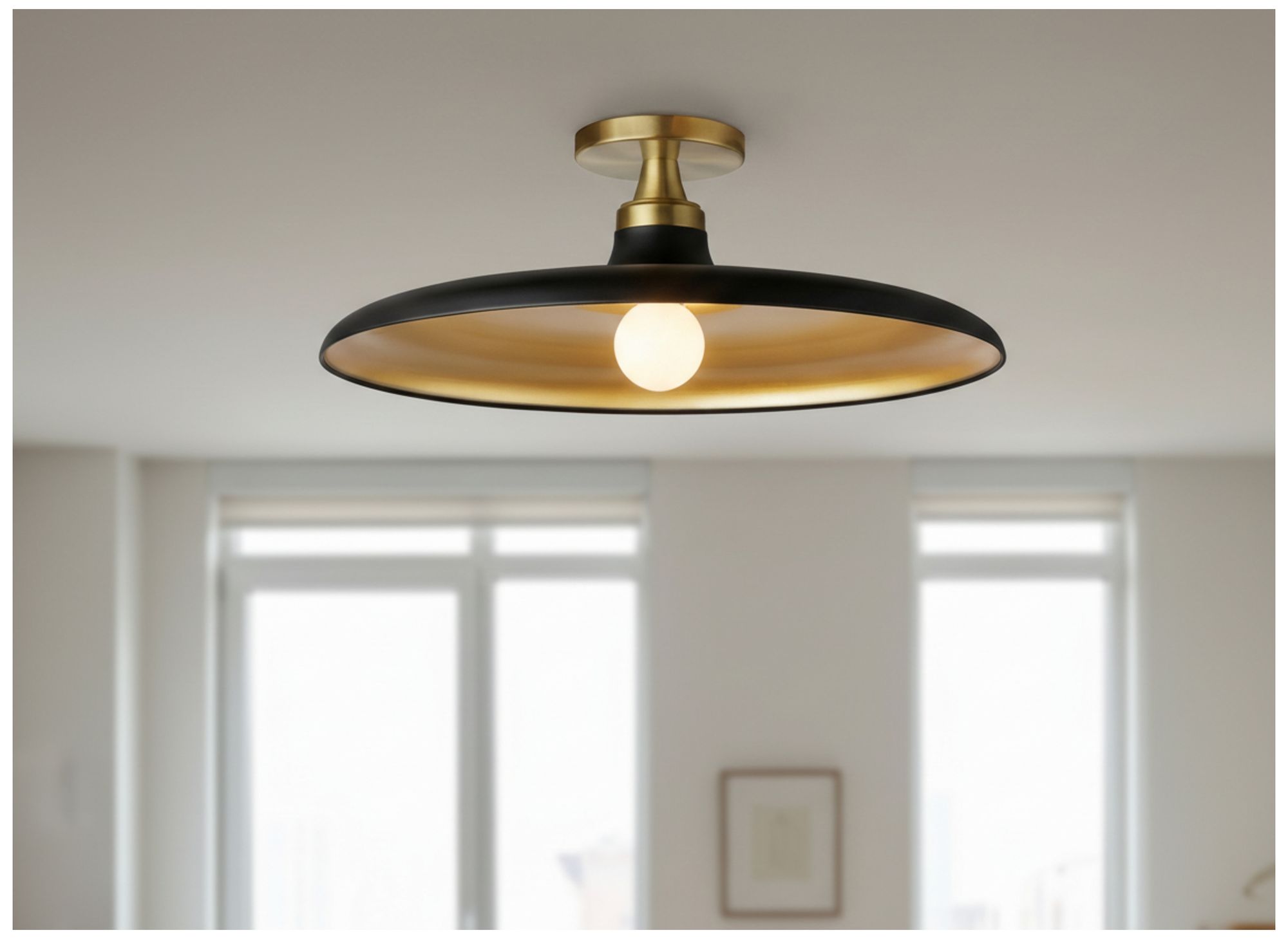 Image 4 Quentin 18" Wide Matte Black, Gold, Aged Brass Flush Mount more views