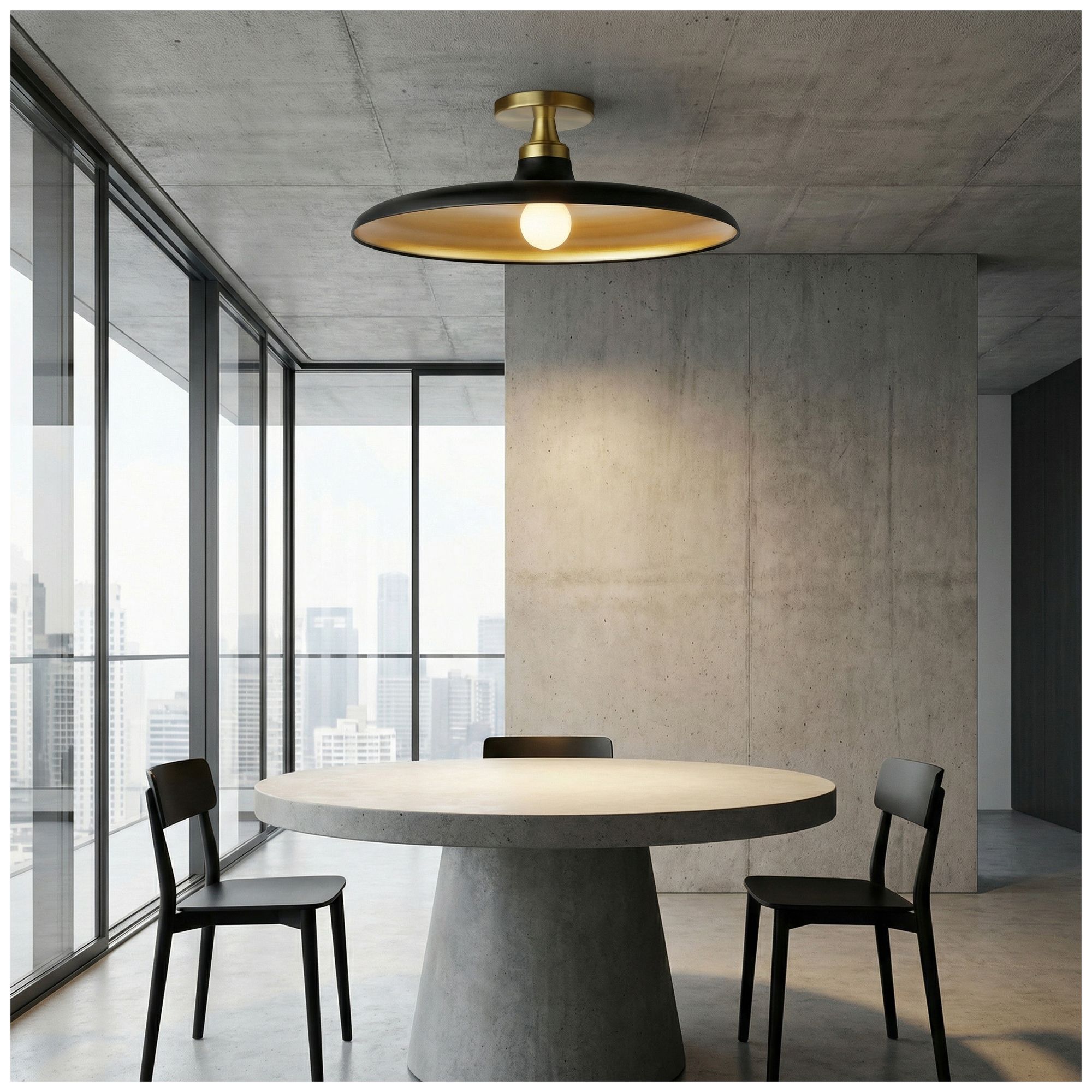Image 6 Quentin 18" Wide Matte Black, Gold, Aged Brass Flush Mount more views