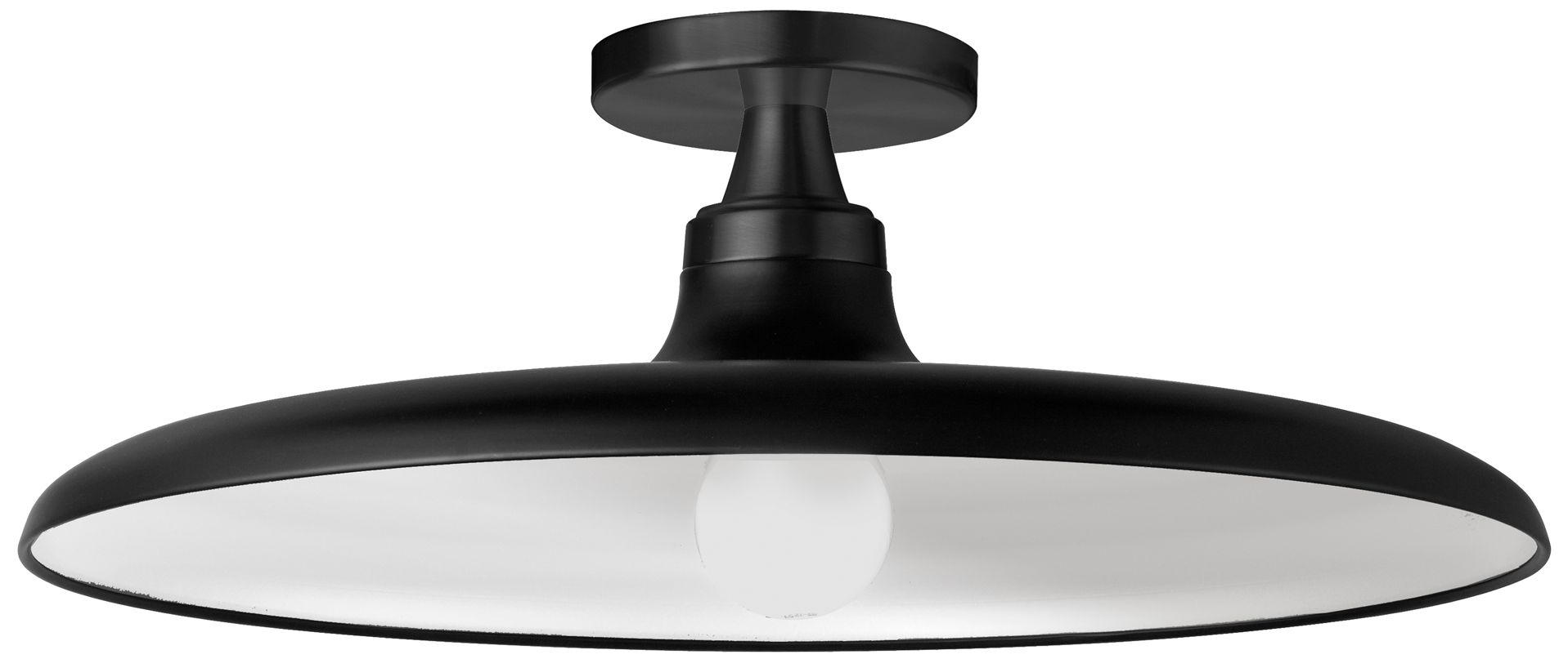 Quentin 18" Wide Matte Black, White Flush Mount