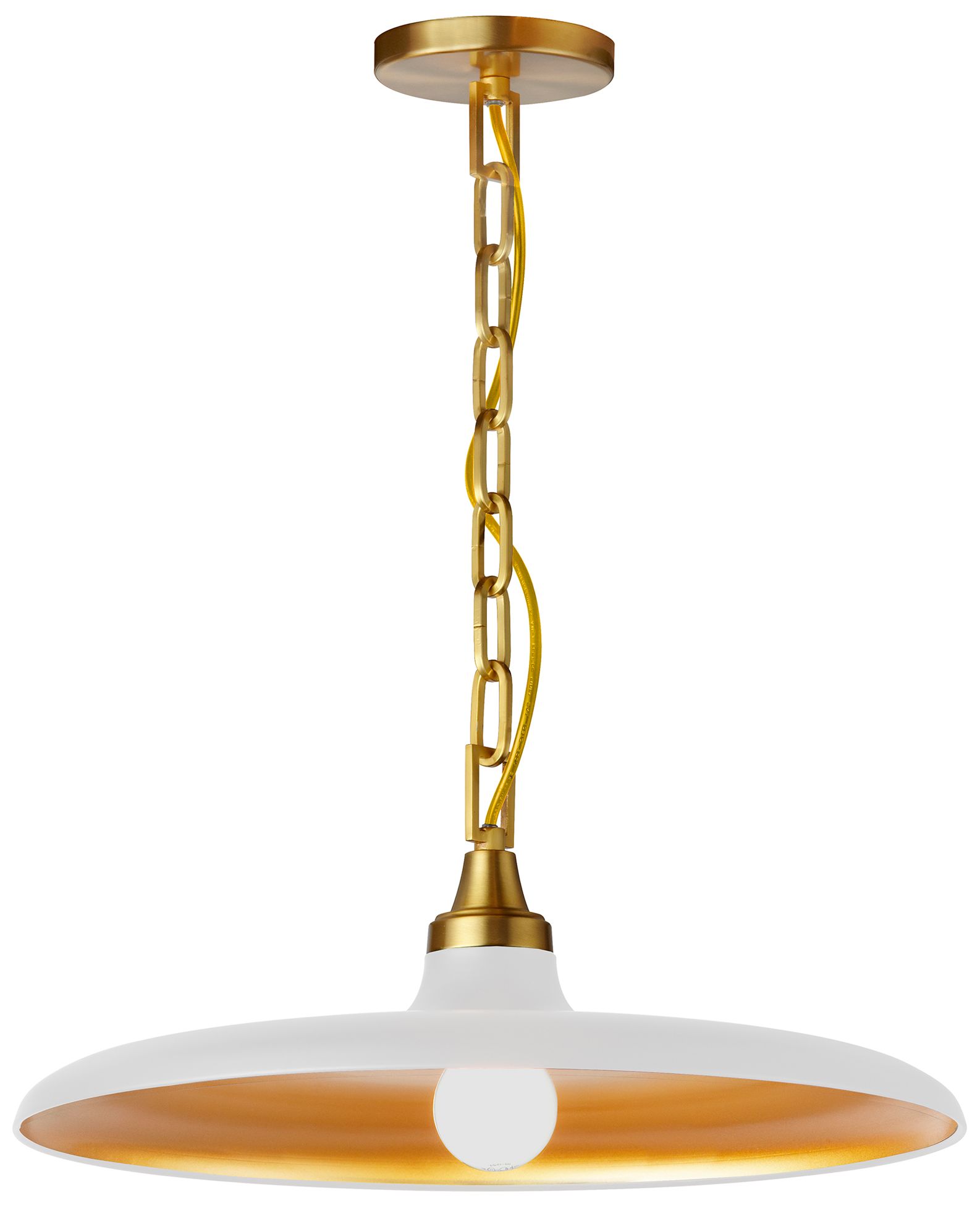 Image 3 Quentin 18" Wide Matte White Finish Pendant w/ Aged Brass Shade