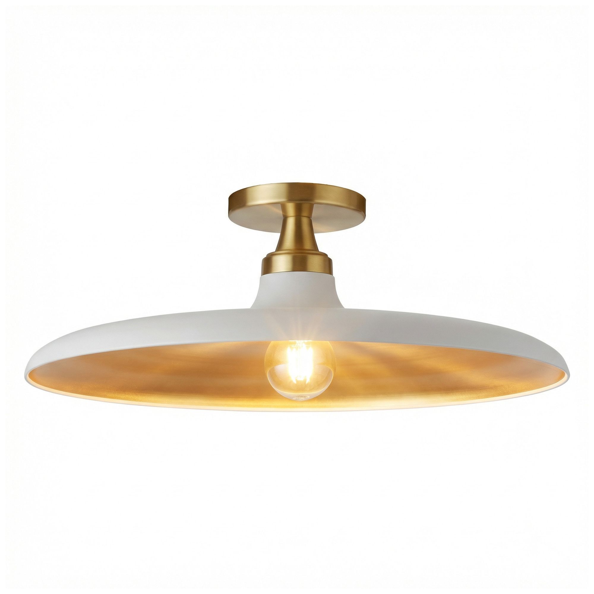 Image 2 Quentin 18" Wide Matte White, Gold, Aged Brass Flush Mount more views