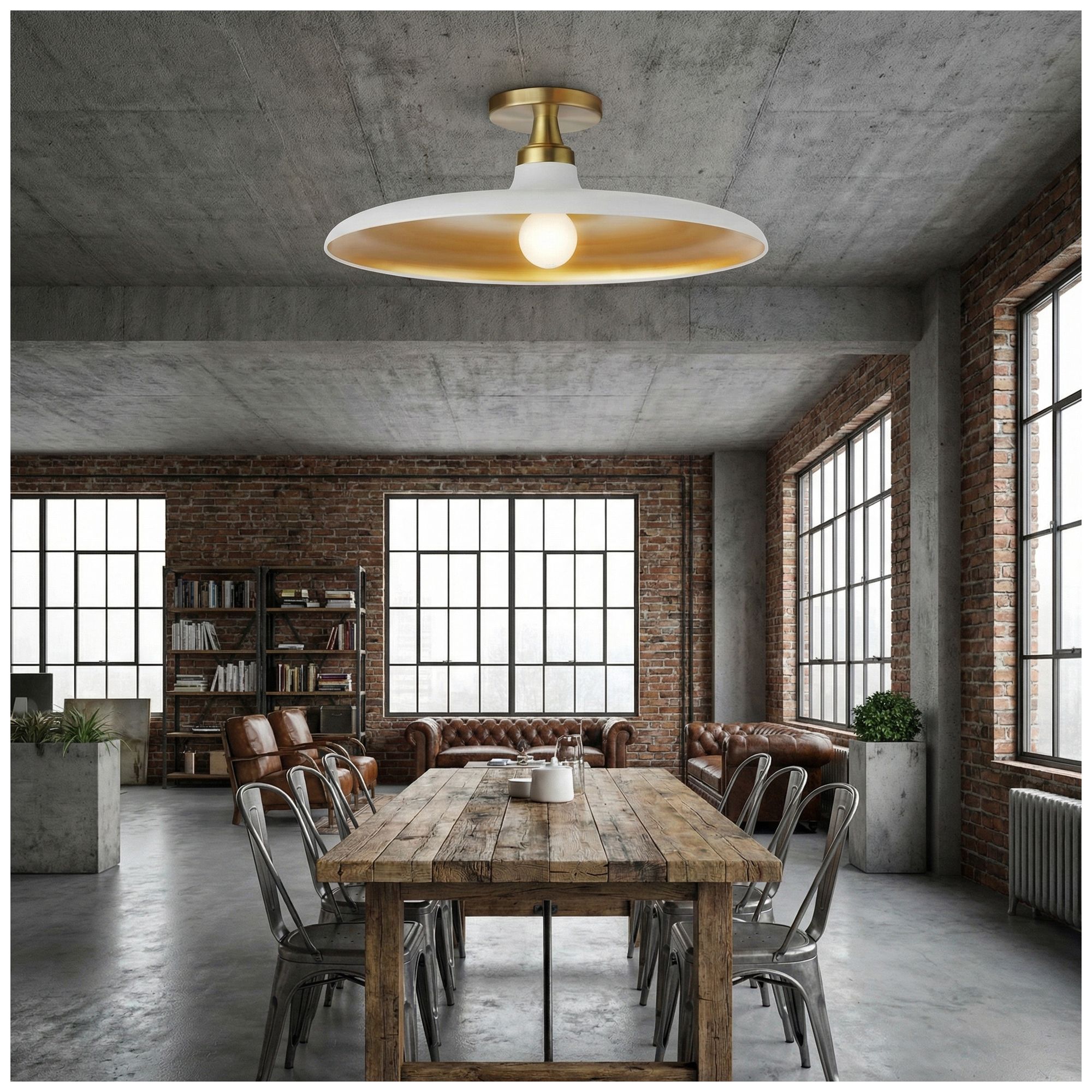 Image 5 Quentin 18" Wide Matte White, Gold, Aged Brass Flush Mount more views