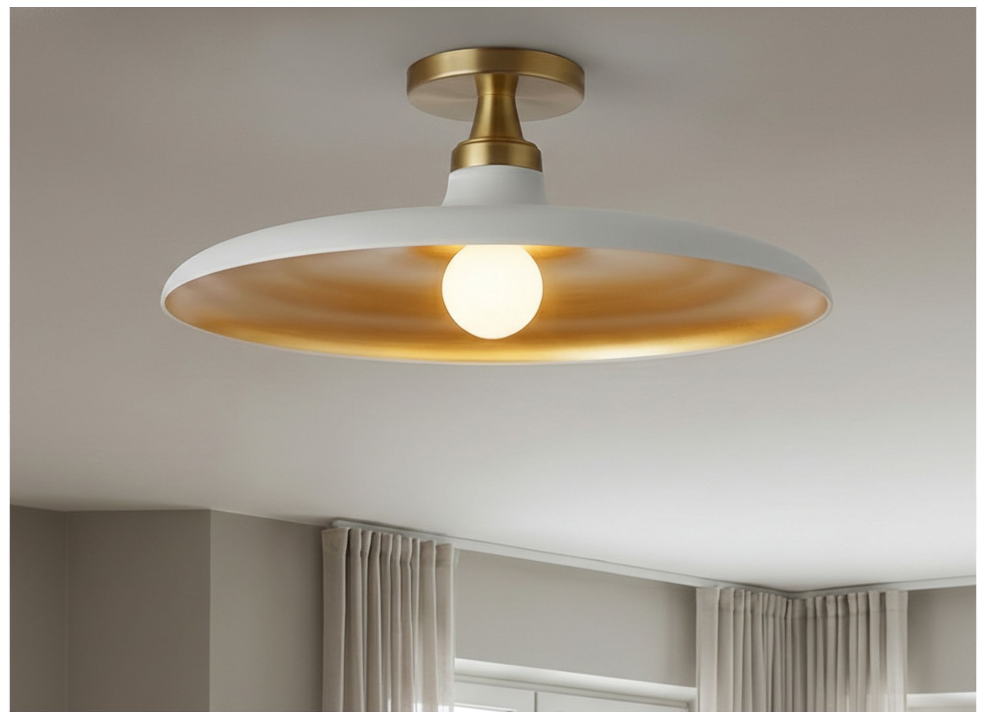 Image 6 Quentin 18" Wide Matte White, Gold, Aged Brass Flush Mount more views