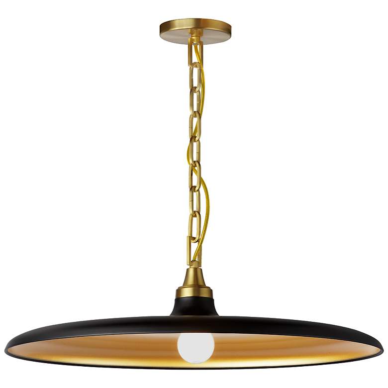 Image 3 Quentin 24" Wide Black and Aged Brass Pendant Light