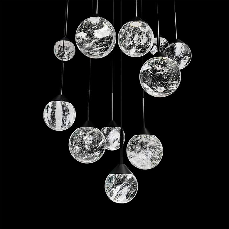 Image 2 Quest 8"H x 20"W 13-Light Crystal Multi-Light Pendant in Aged Bra more views