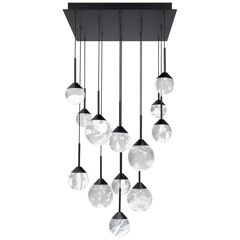 Image 1 Quest 8"H x 20"W 13-Light Crystal Multi-Light Pendant in Black