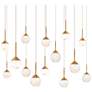 1_Quest 8"H x 40"W 14-Light Crystal Multi-Light Pendant in Aged Bra