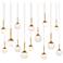 Quest 8"H x 40"W 14-Light Crystal Multi-Light Pendant in Aged Bra