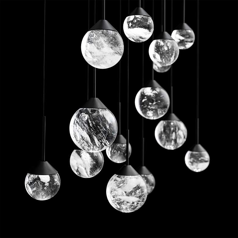 Image 4 Quest 8"H x 40"W 14-Light Crystal Multi-Light Pendant in Black more views
