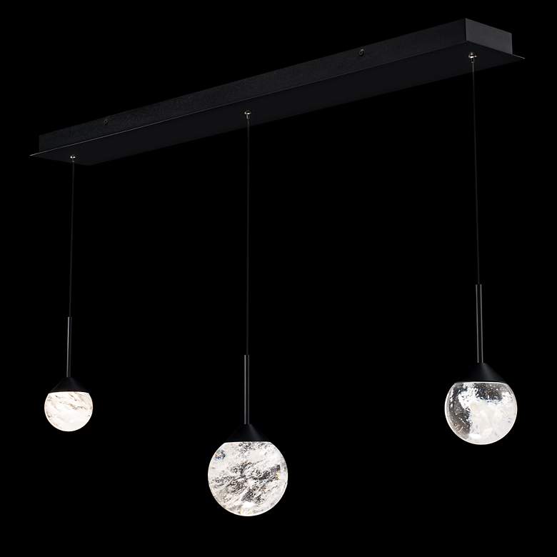 Image 2 Quest 8"H x 40"W 3-Light Crystal Multi-Light Pendant in Black more views