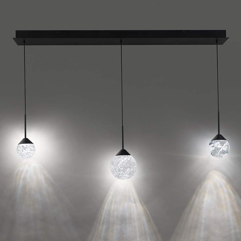Image 3 Quest 8"H x 40"W 3-Light Crystal Multi-Light Pendant in Black more views