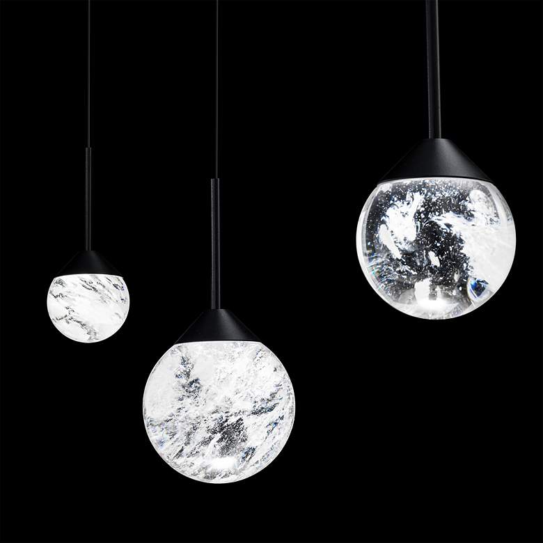 Image 4 Quest 8"H x 40"W 3-Light Crystal Multi-Light Pendant in Black more views