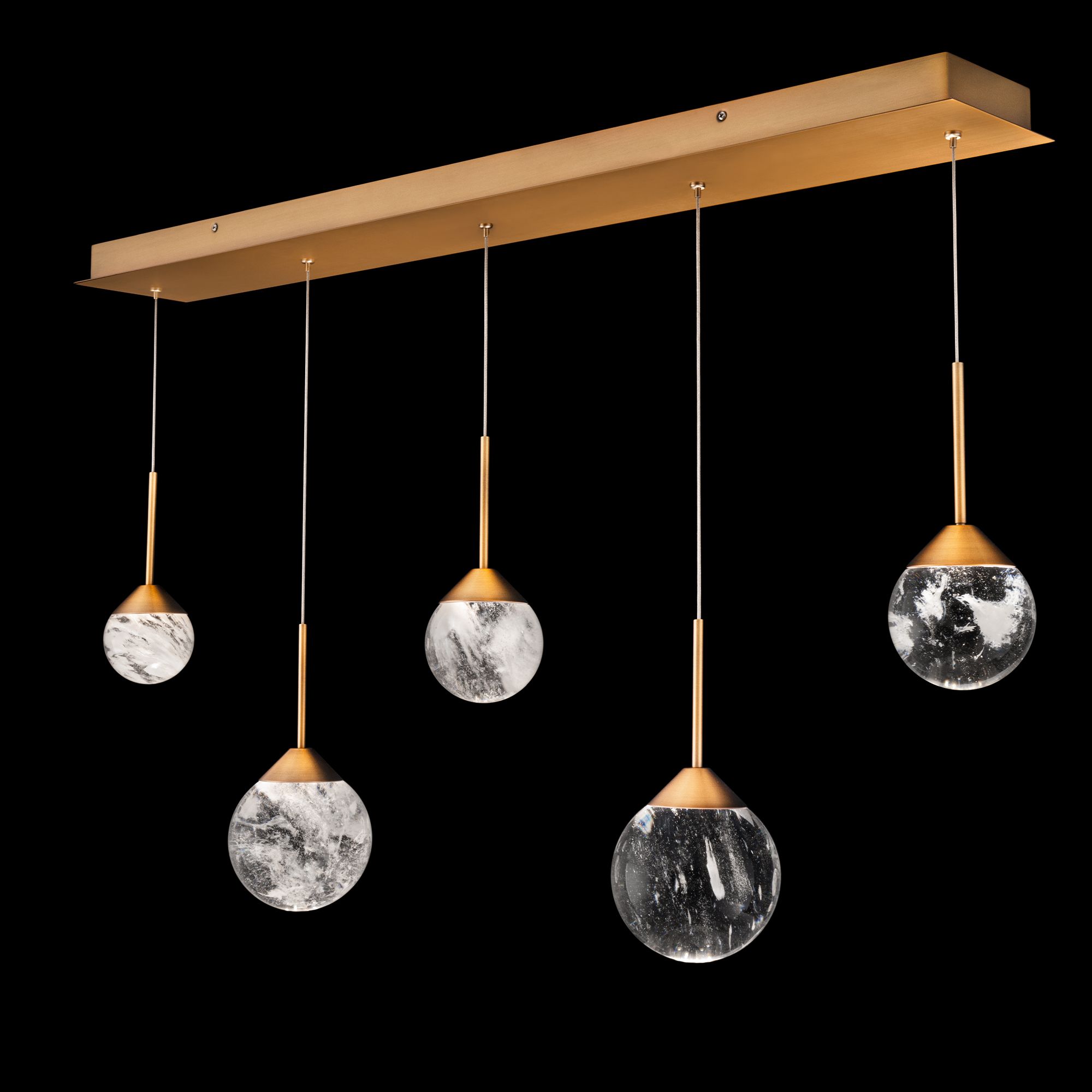 Image 2 Quest 8"H x 40"W 5-Light Crystal Multi-Light Pendant in Aged Bras more views