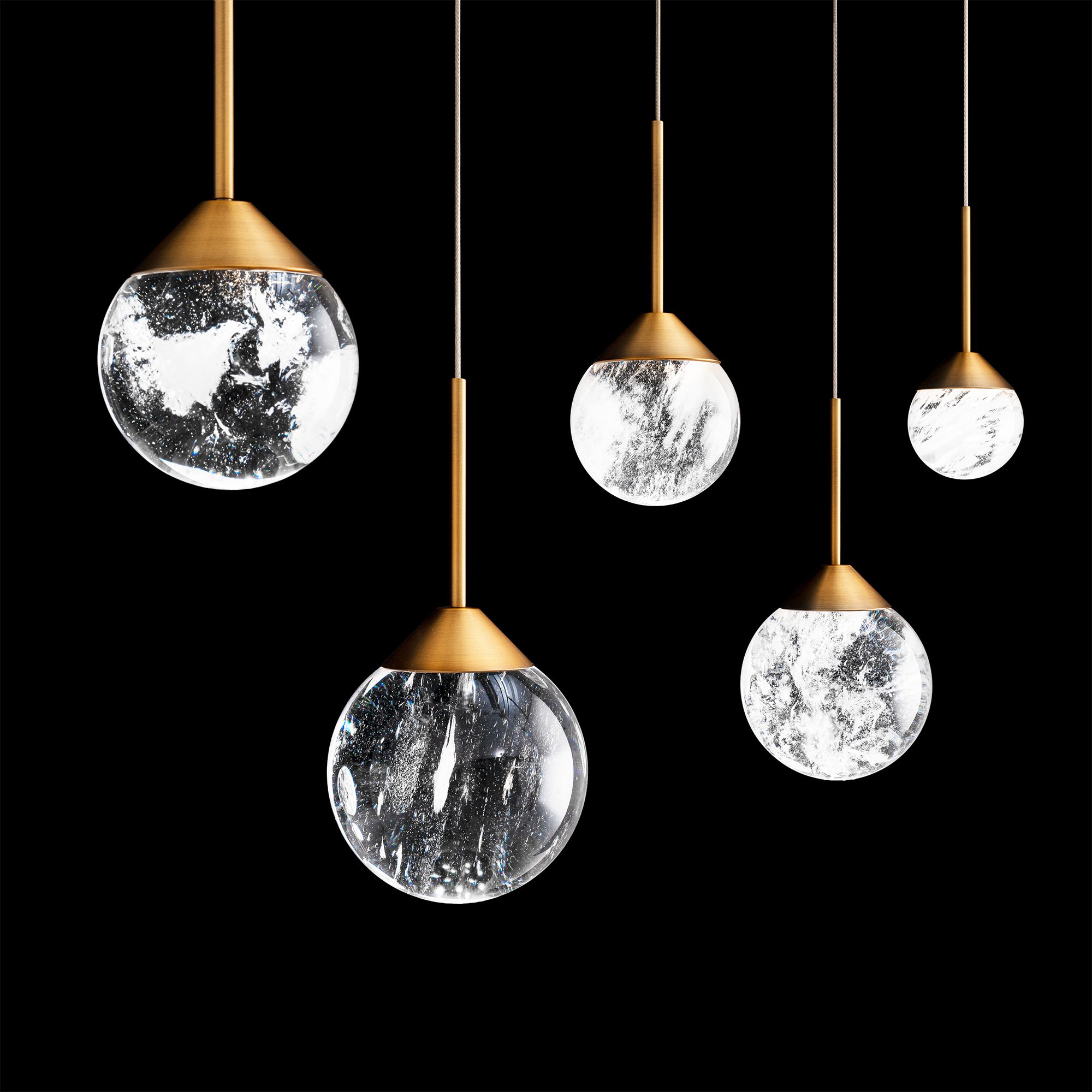 Image 4 Quest 8"H x 40"W 5-Light Crystal Multi-Light Pendant in Aged Bras more views