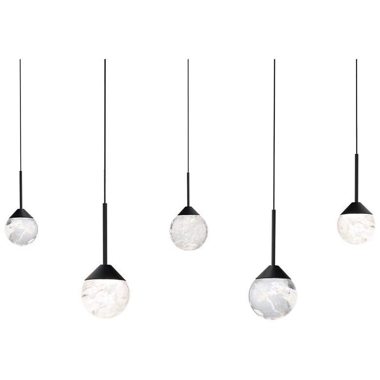 Image 1 Quest 8"H x 40"W 5-Light Crystal Multi-Light Pendant in Black