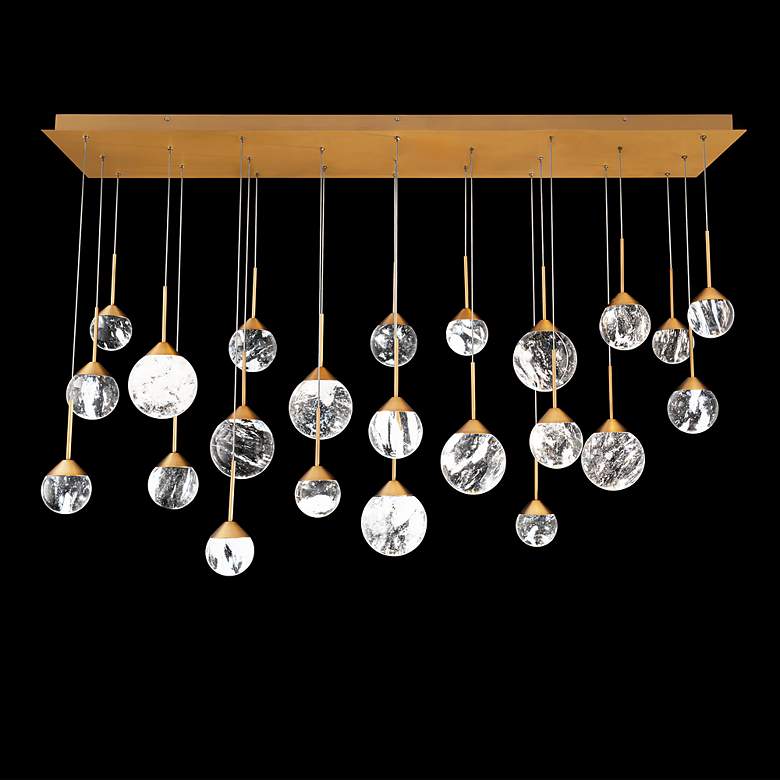 Image 2 Quest 8"H x 53"W 23-Light Crystal Multi-Light Pendant in Aged Bra more views