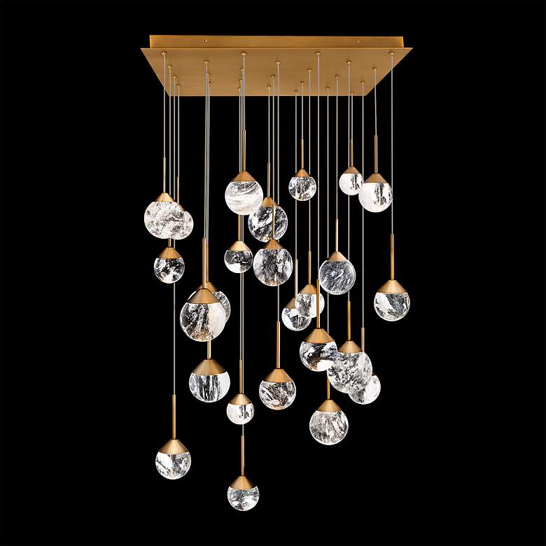 Image 2 Quest 8"H x 53"W 23-Light Crystal Multi-Light Pendant in Black more views