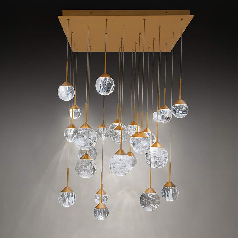 Image 3 Quest 8"H x 53"W 23-Light Crystal Multi-Light Pendant in Black more views