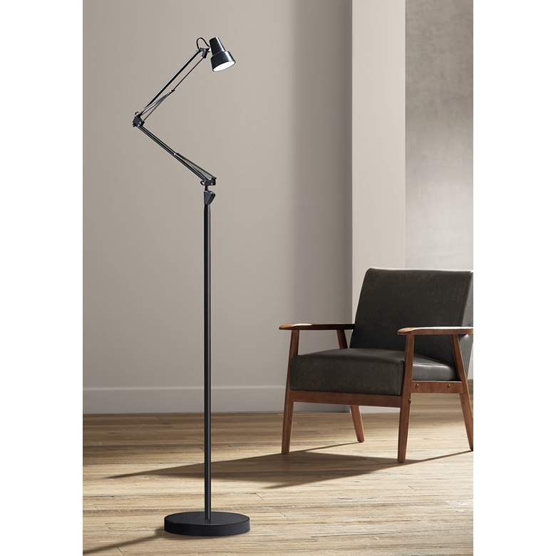 Image 1 Quest Black Adjustable LED Floor Lamp