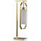 Quest Frosted Vein Glass and Satin Brass Metal Desk Lamp