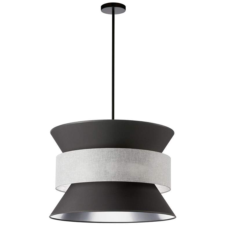 Image 1 Questa 24" Wide 4 Light Black/Gray Shades Matte Black Pendant