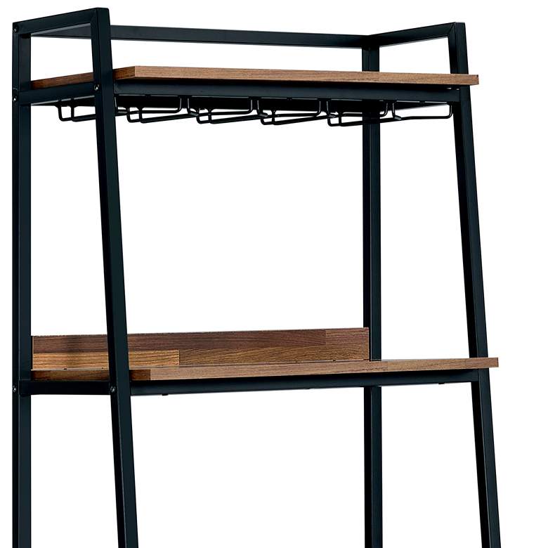 Image 3 Quevo 24 3/4"W Oak Wood Black Metal 3-Shelf Wine Cabinet more views